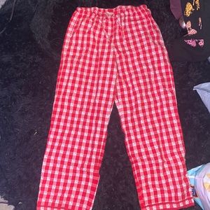 Red/pink/white pajama bottoms with hearts